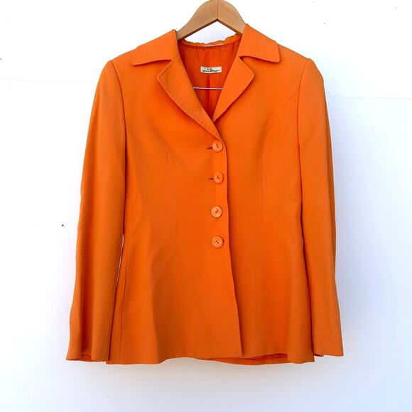 M. K. Em Kaye Vintage Bright Orange Blazer 1970s Size 4 Mod Jacket Colorful - Picture 2 of 10